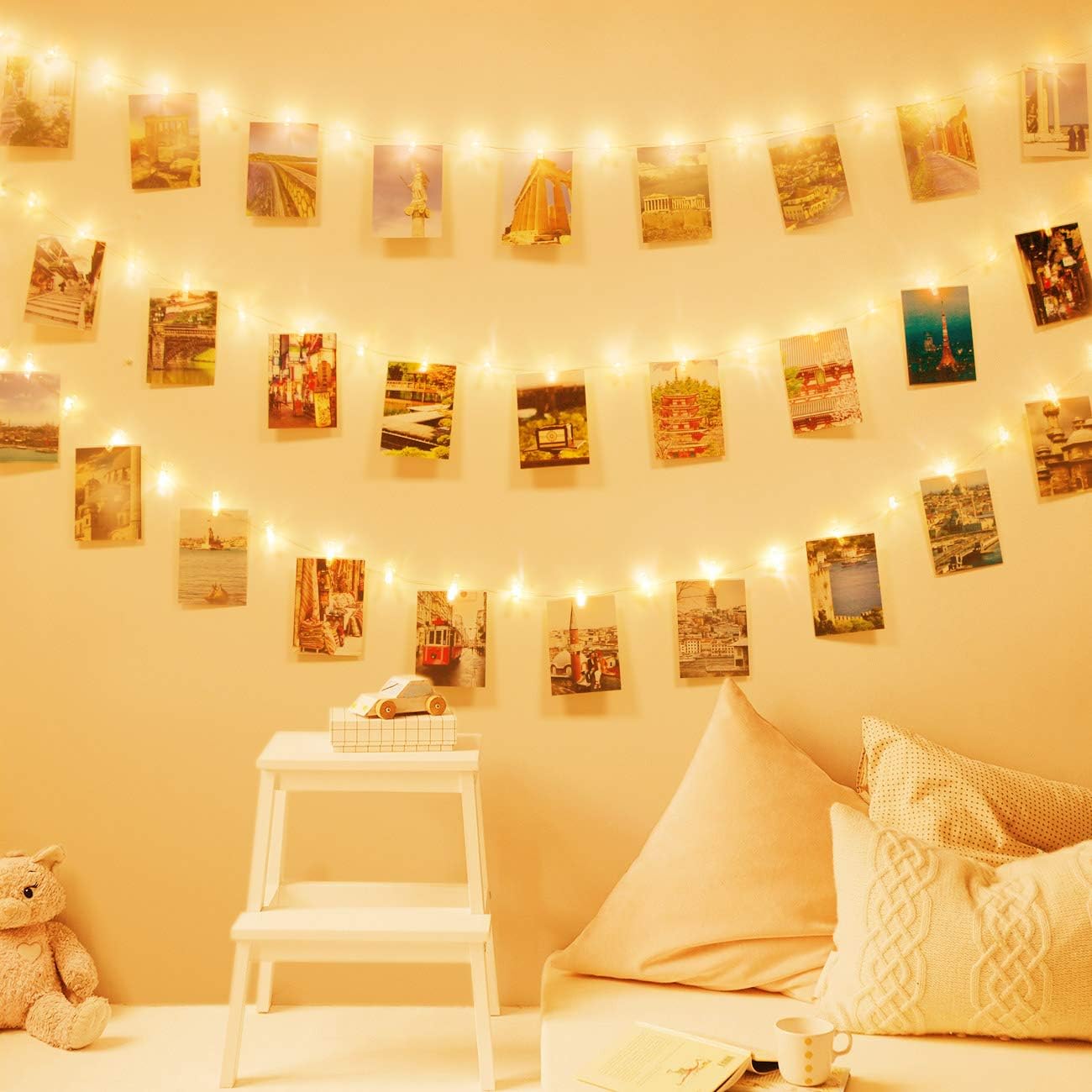100LED Photo Clip String Lights, 10M Photo Peg Fairy Lights with 60 Clips Indoor - Image 4