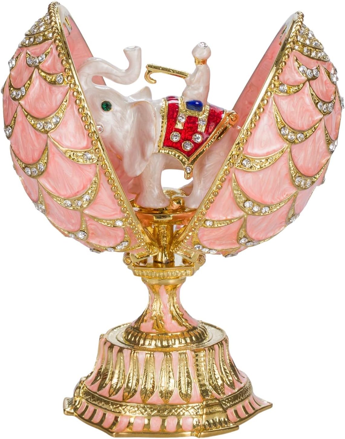 Faberge Style Pinecone Egg with Elephant 12 cm Pink