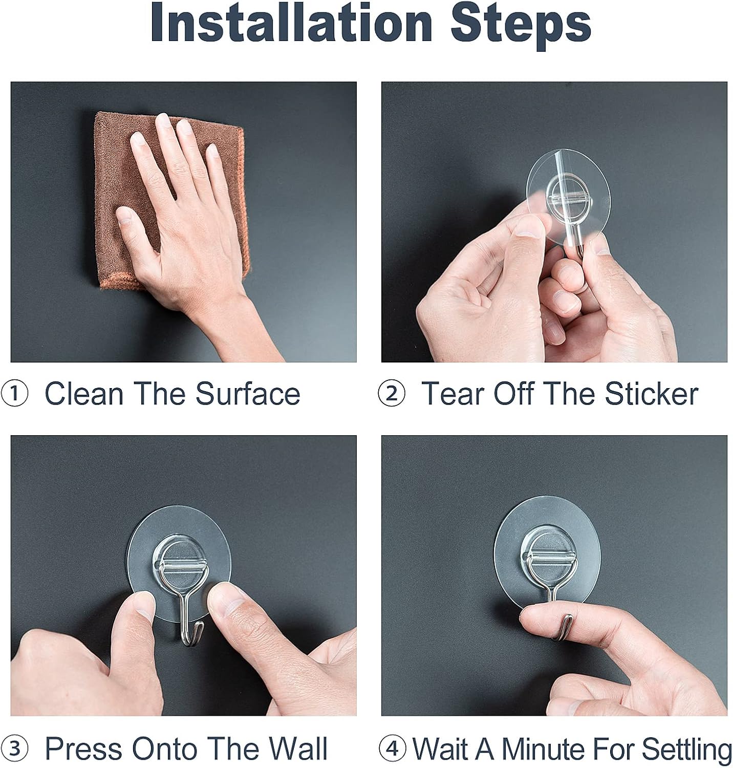 Small Plastic Hooks Self Adhesive,Clear Sticky Hooks for Hanging Extra - Image 5