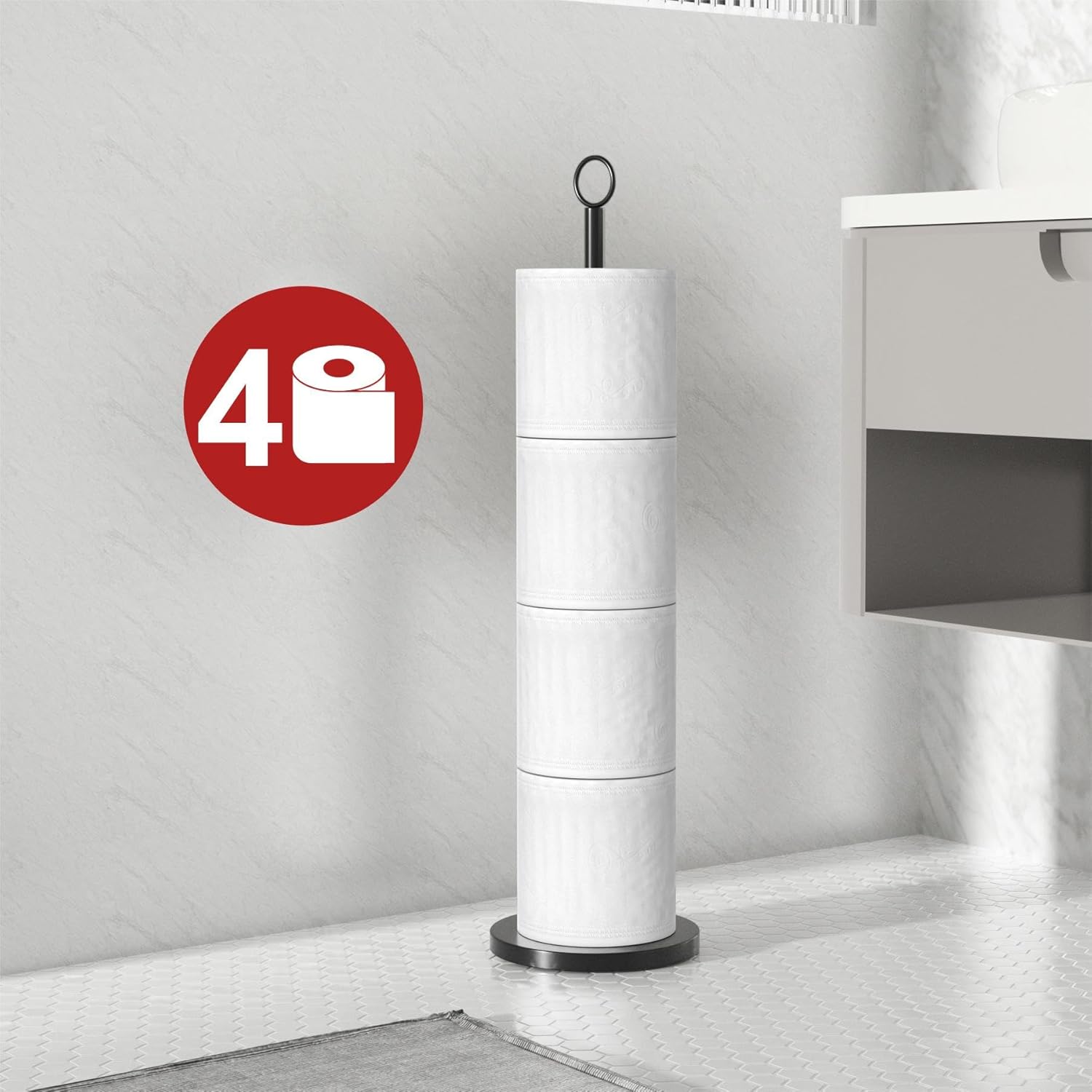 Toilet Paper Holder Stand(with Reserve Function), Free-Standing Toilet Paper - Image 2