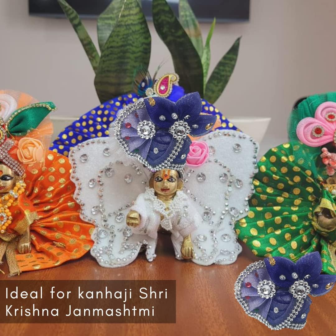 Handmade Laddu Gopal Mukut Beautiful Colorful Flower Pagdi of Ladoo Gopal Ji - Image 4