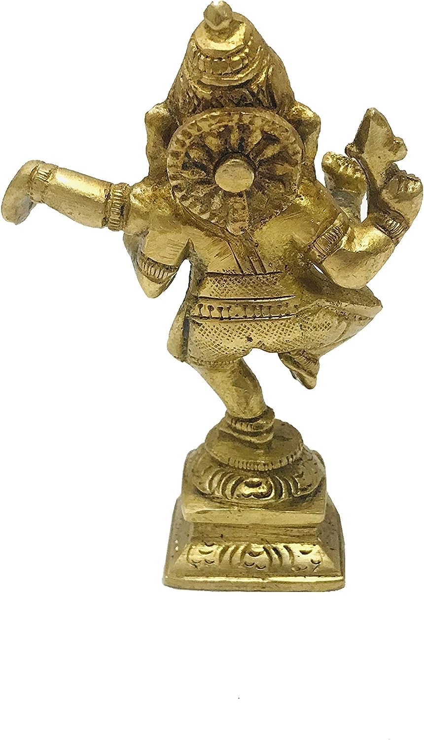 Dancing Ganesha Brass Statue Ganesh Idol Brass Sculpture Murti Idol ganpati Ji - Image 4