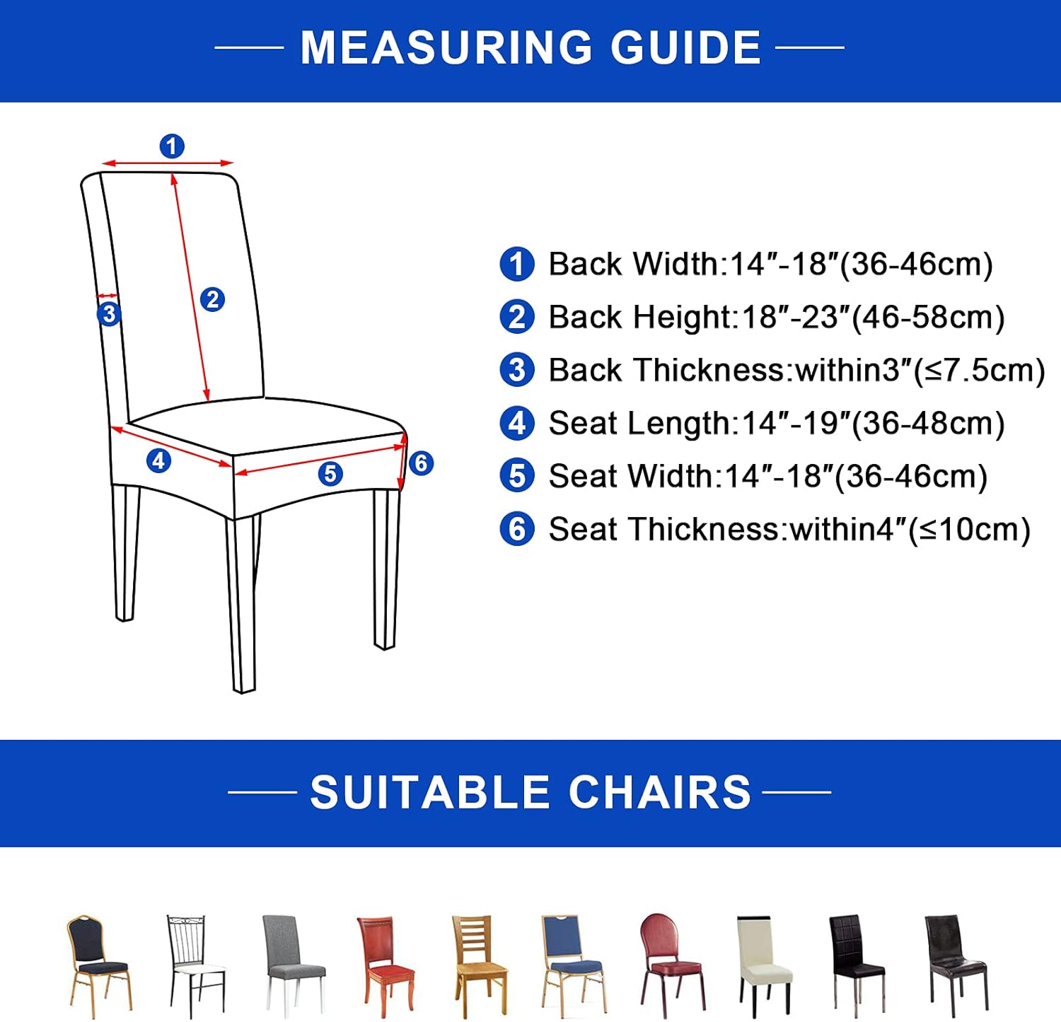 Dining Chair Covers 6pcs Soft Removable Kitchen Seat Covers - 6pk Grey - Image 2