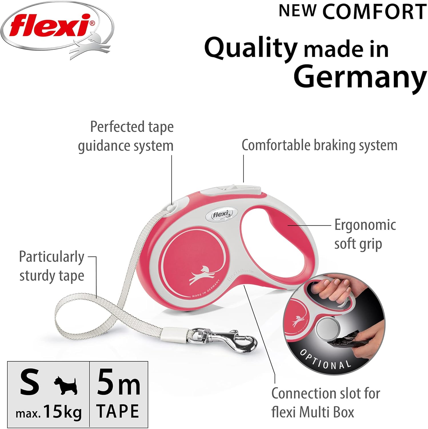 New Comfort Retractable Lead Tape Small Red 5m - Image 2