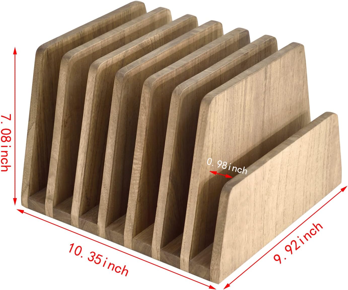 Wooden Desk Mail Organizer 7 Slots File Paper Holder Desktop Wood Document - Image 6