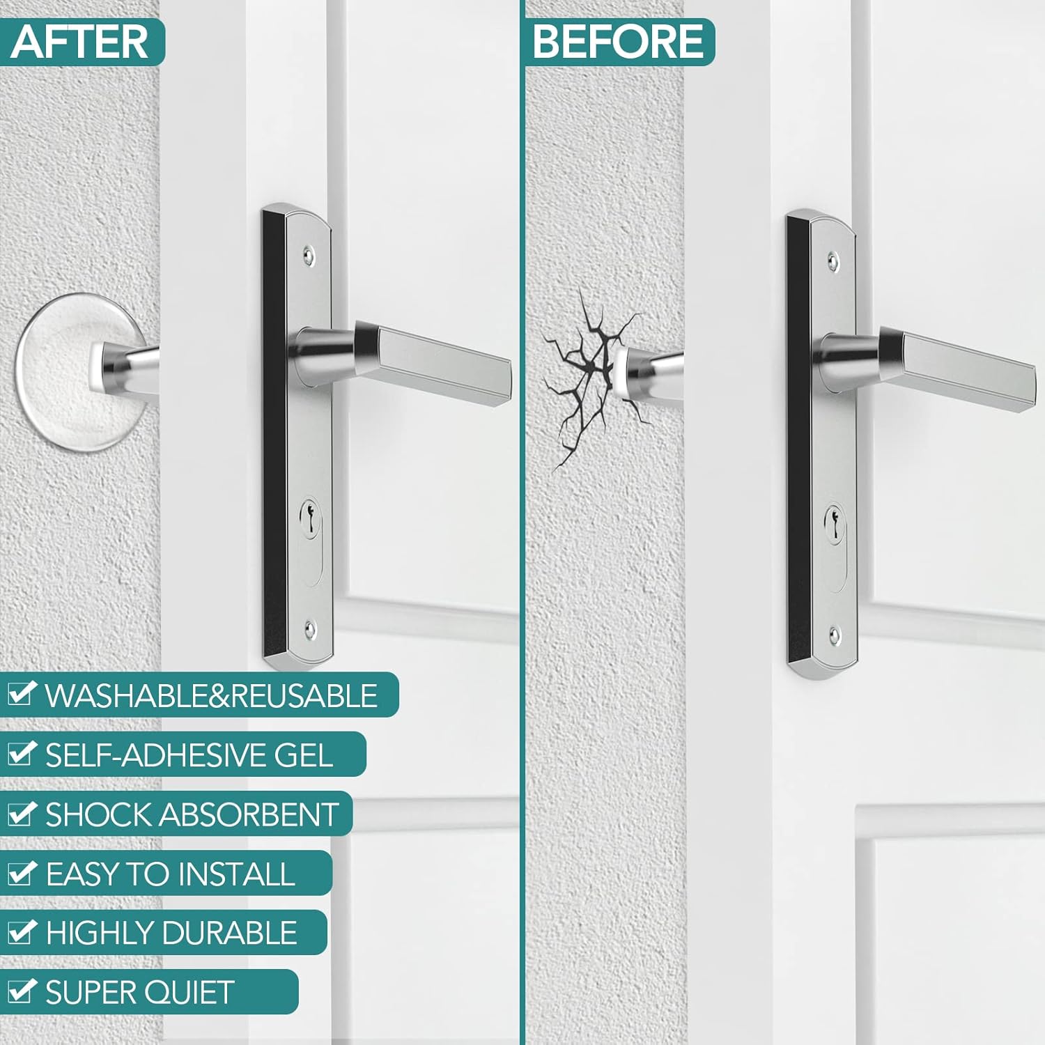 Door Stoppers Wall Protector, 6PCS Reusable Door Bumper with Self Strong - Image 3