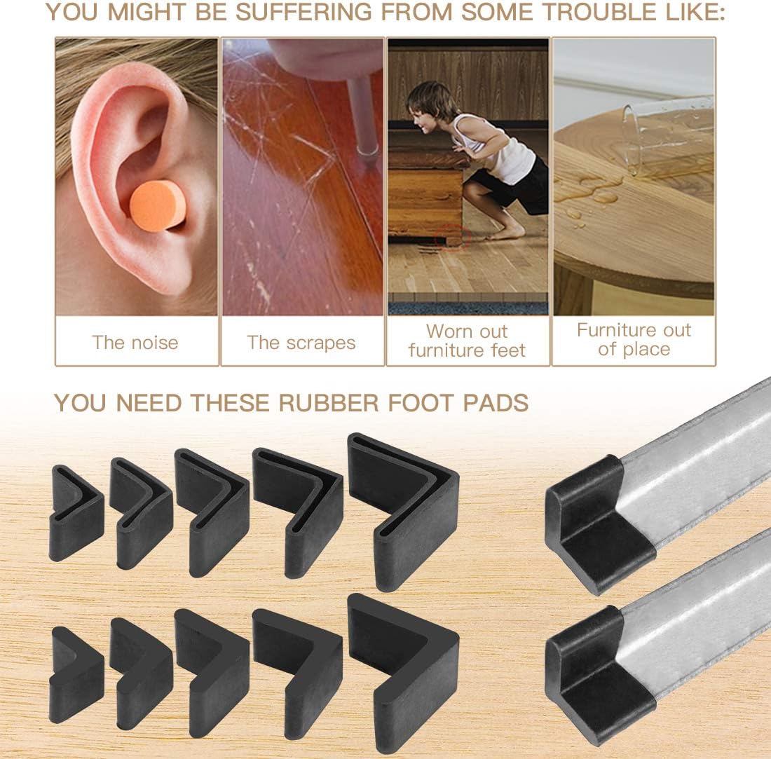 40 Pcs L Shape Furniture Angle Rubber Pad Foot Leg Cover Protector Furniture Bed - Image 4