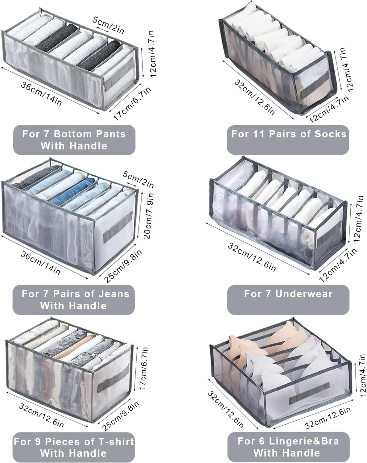 6 Pack Wardrobe Clothes Organiser for Jeans,organiser for folded clothes - Image 2