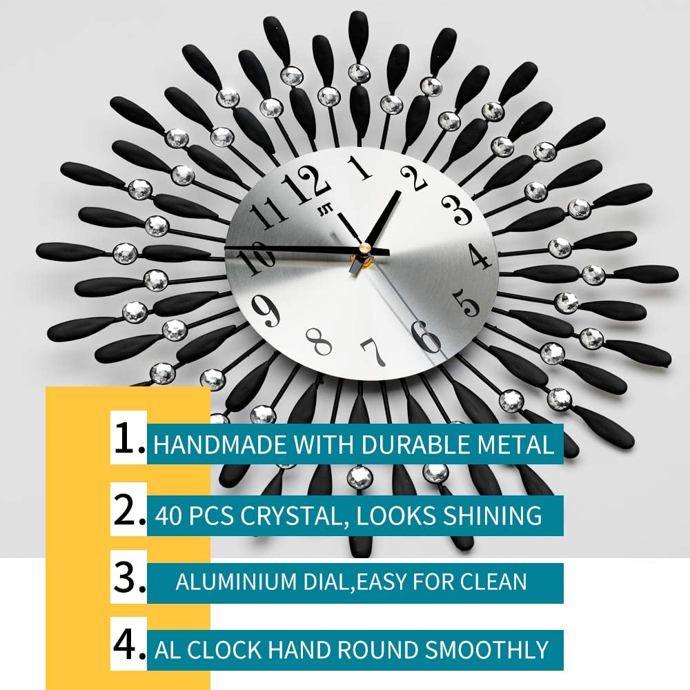 Metal Small Drop Wall Clock 3D Non-Ticking Silent Quartz Clocks,White Glass Dial - Image 6