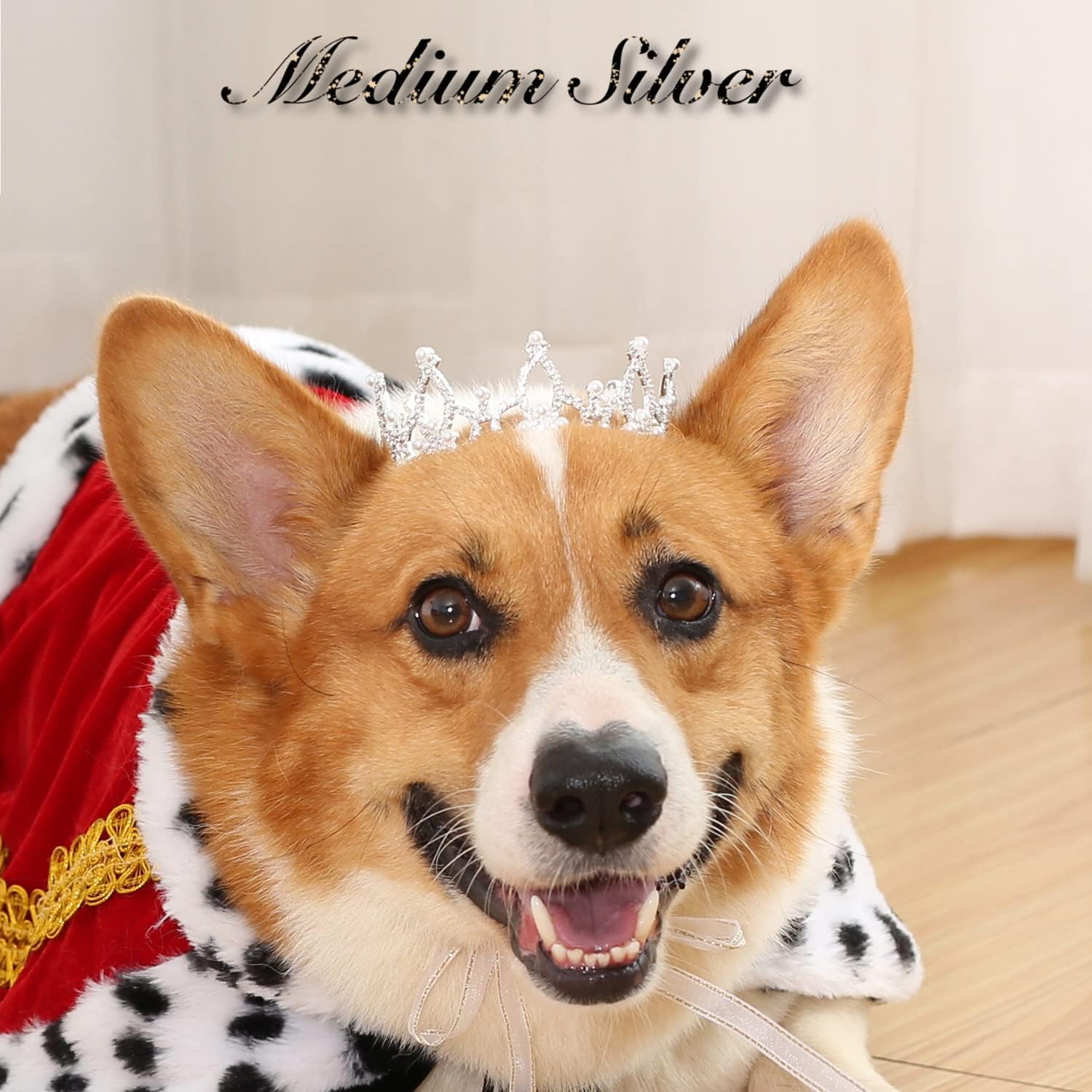 Silver Plated Royal Rhinestone Pearl Full Round Dog/Cat Crown - Image 4