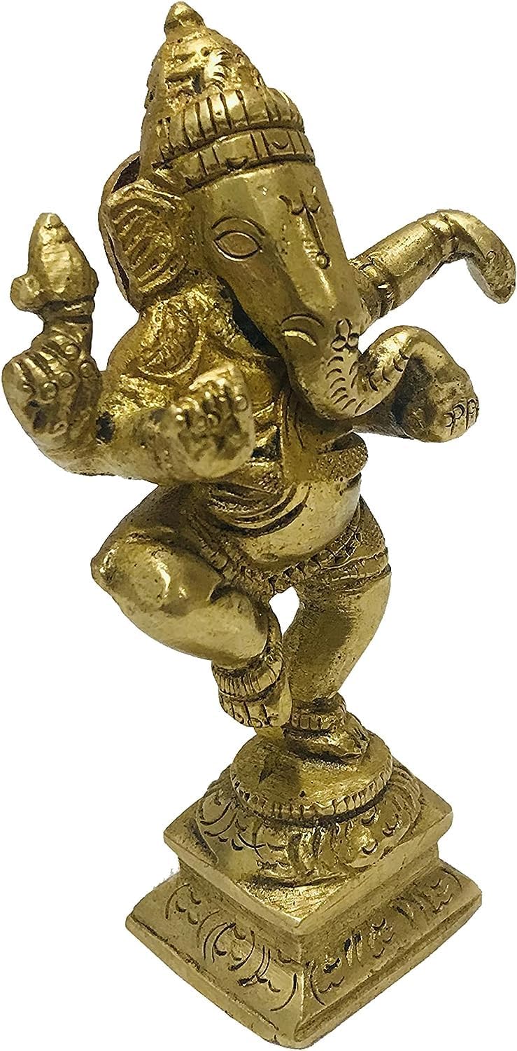 Dancing Ganesha Brass Statue Ganesh Idol Brass Sculpture Murti Idol ganpati Ji - Image 3