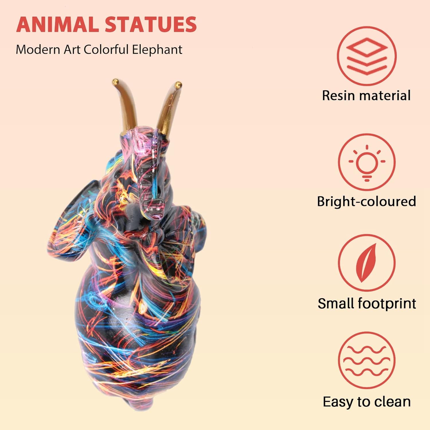 Nordic Painting Graffiti Elephant Sculpture Figurine Colorful Art Elephant - Image 2