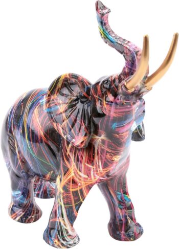 Nordic Painting Graffiti Elephant Sculpture Figurine Colorful Art Elephant