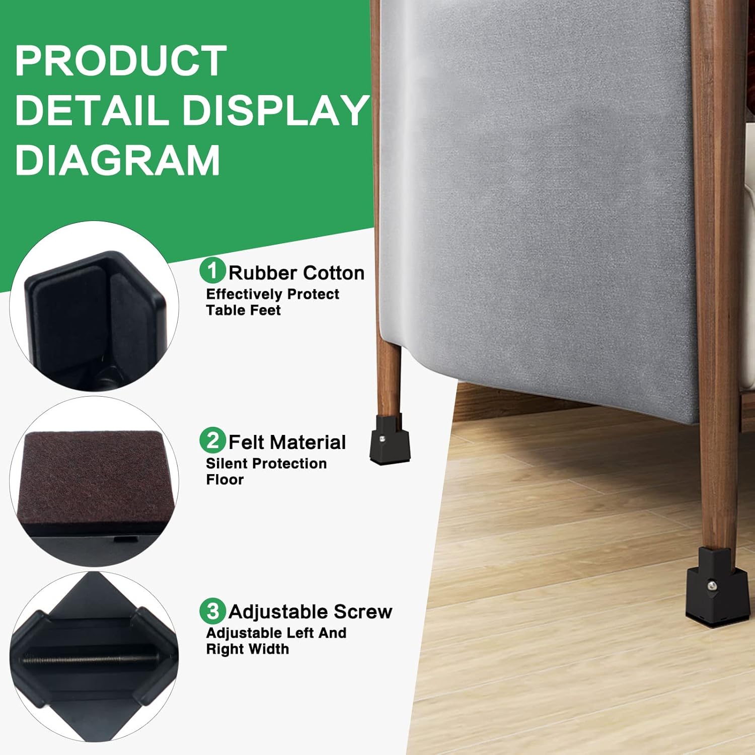 4Pcs Adjustable Furniture Risers with Screw Clamp, Sturdy Desk Risers for Desk - Image 3