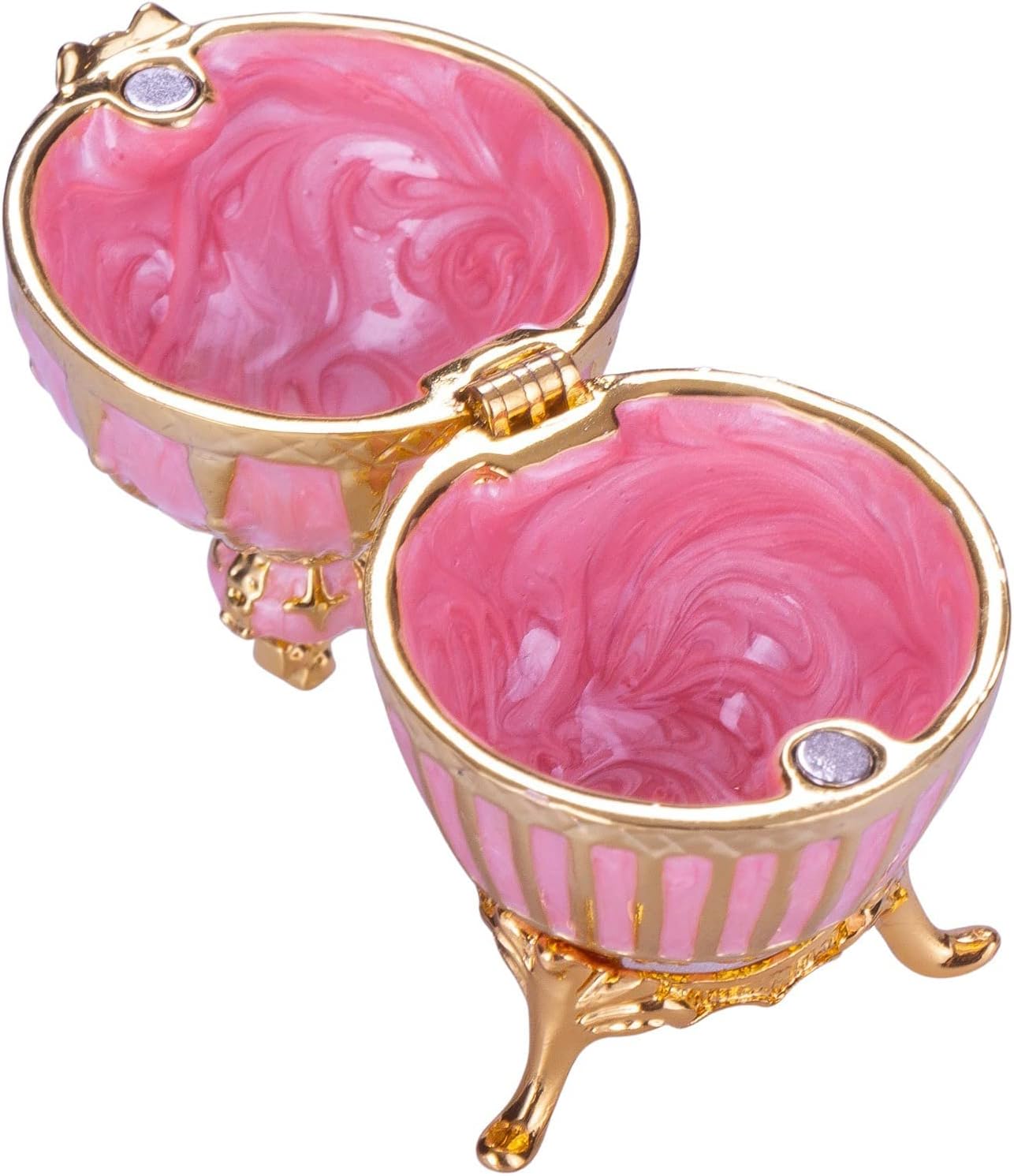 Faberge style Ribbed Egg Trinket Jewel Box with Emperor's Crown 6,5 cm pink - Image 3