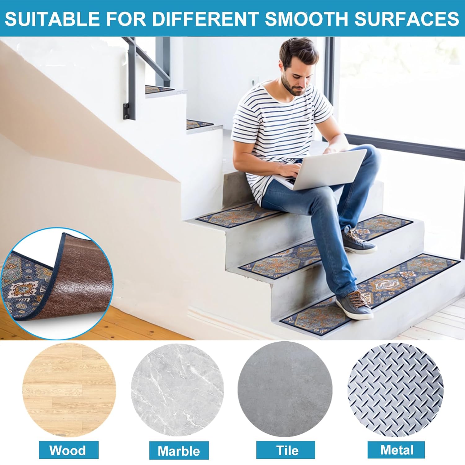 Non-Slip Washable Stair Treads,8" x 30" x 0.3", Soft and Comfortable Stair - Image 7