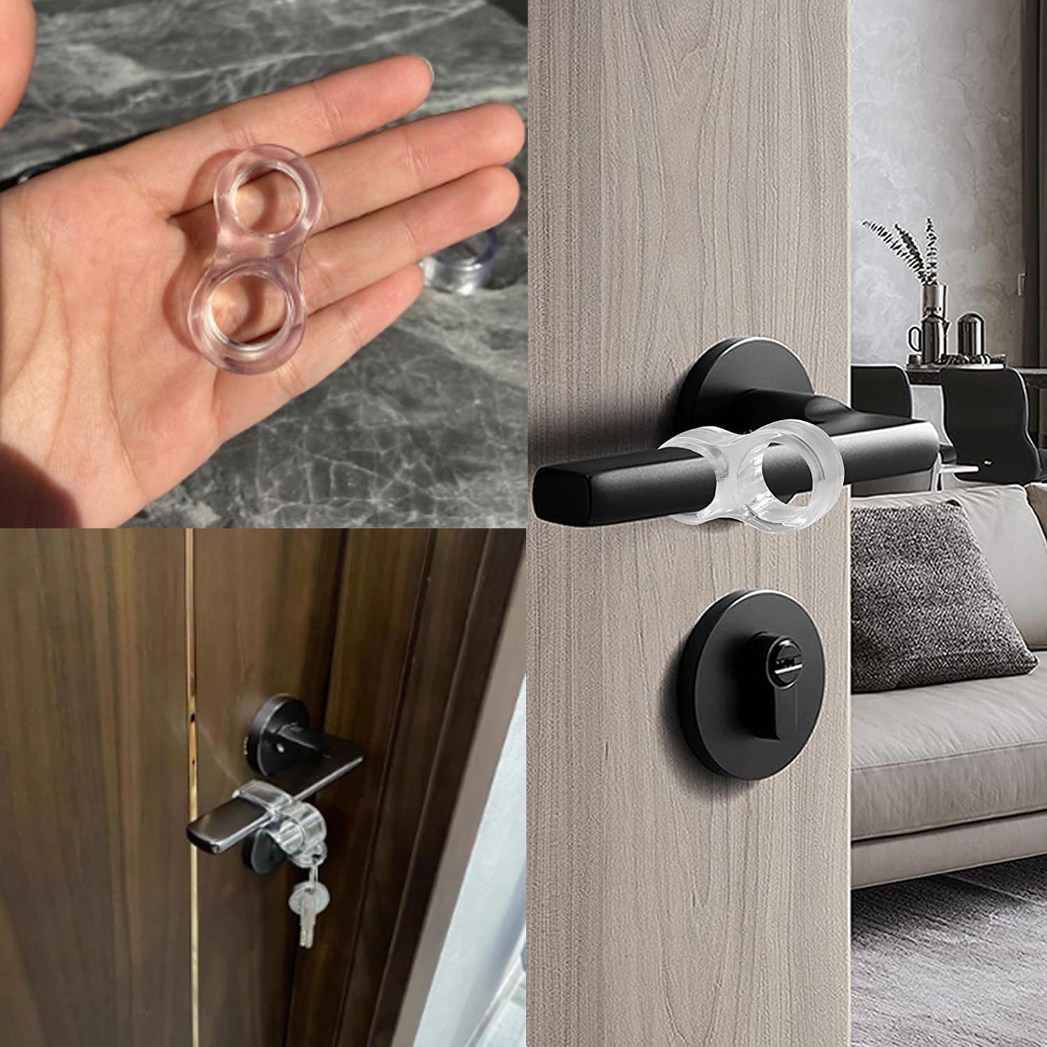 Door Handle Protectors, 5 Pcs Transparent Door Handle Stopper, Ring Door Handle - Image 5