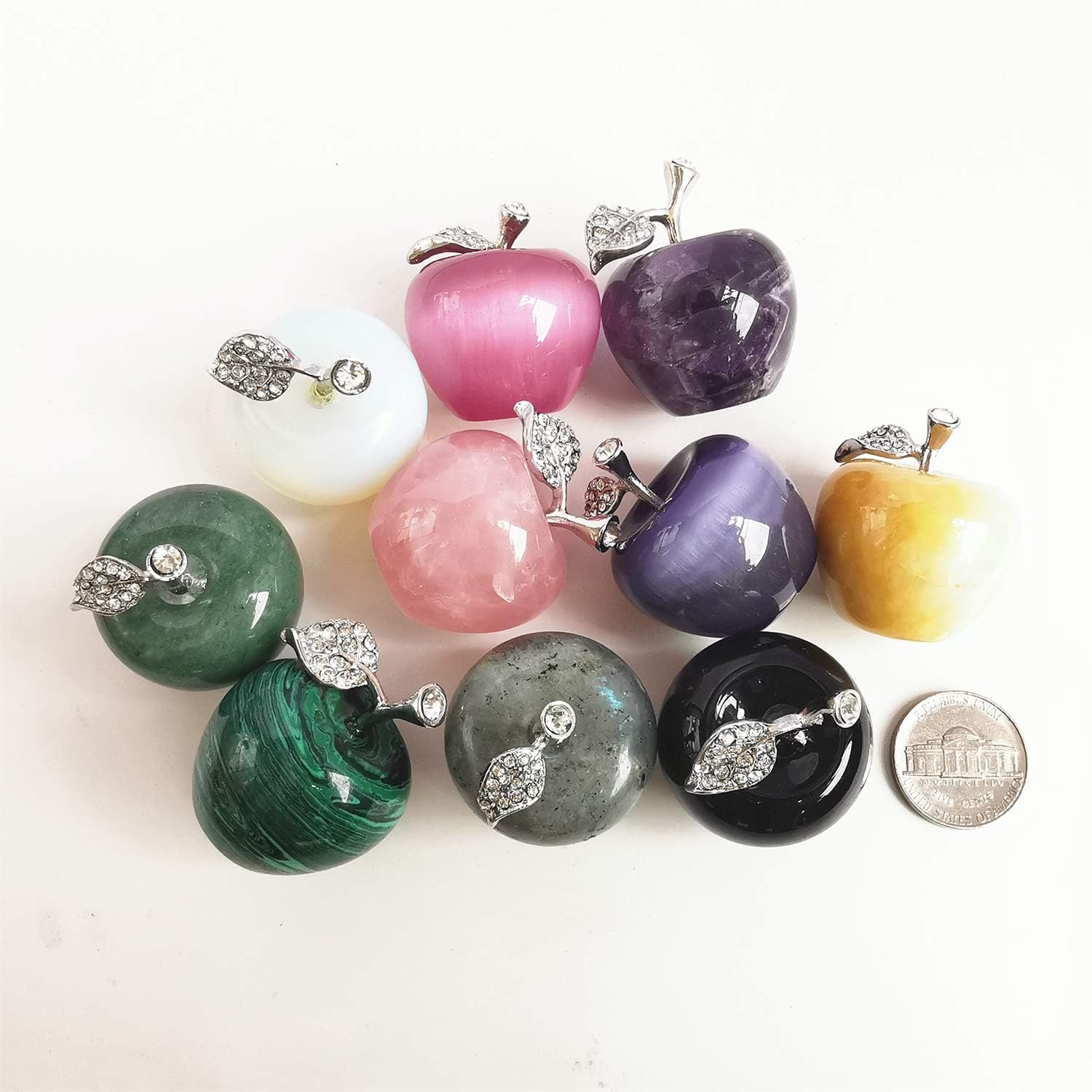 Natural Rose Quartz Apple Crystals and Healing Stones Figurines Collectibles,3cm - Image 3