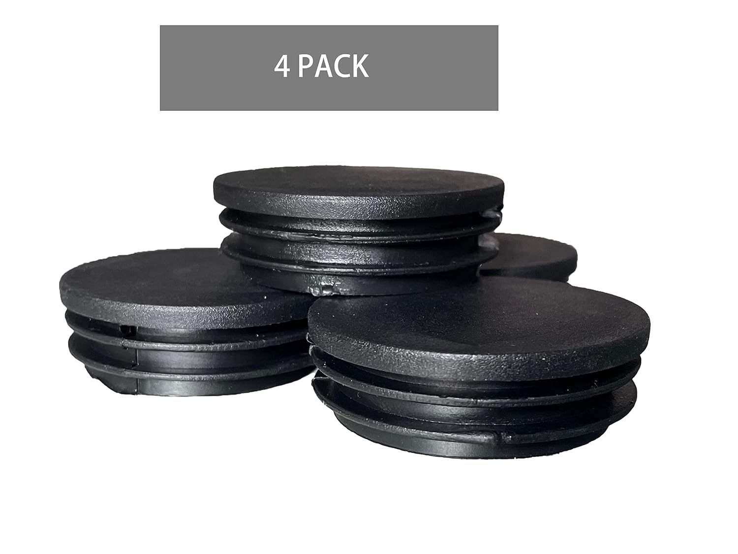 4 PCS 2 inch (50mm) Black Round Plastic Plugs, Tube Ribbed Inserts End Cover - Image 5