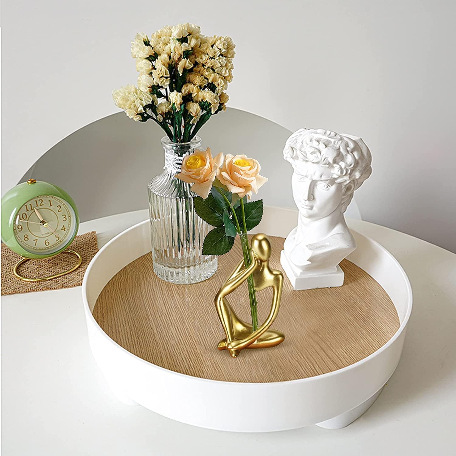 Thinker Statue Gold Decor Abstract Art Sculpture, Golden Resin Collectible - Image 3