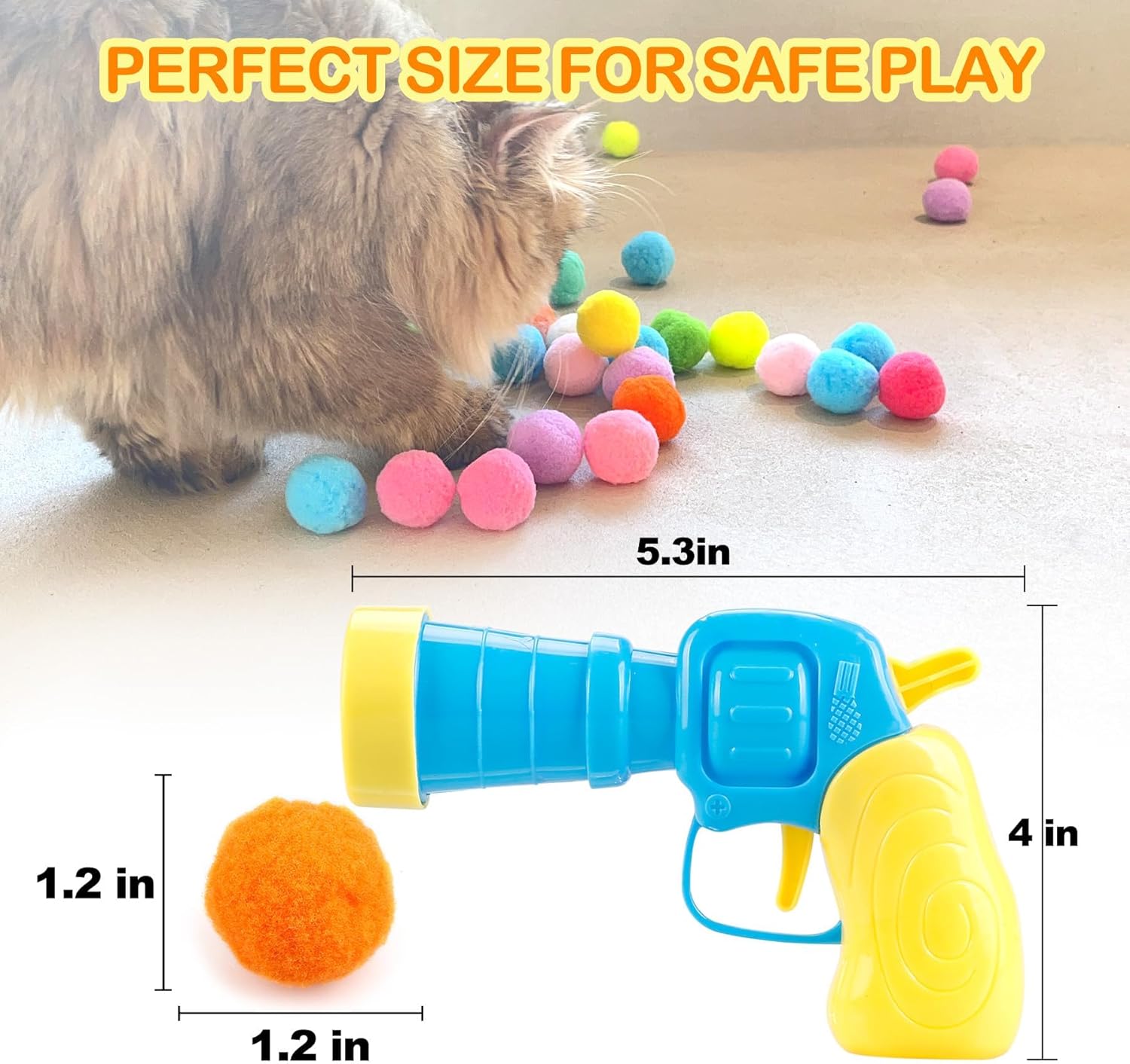 58Pcs Cat Ball Toy Launcher Gun, Cat Balls Fetch Toy, 57Pcs Plush Fuzzy Balls - Image 3