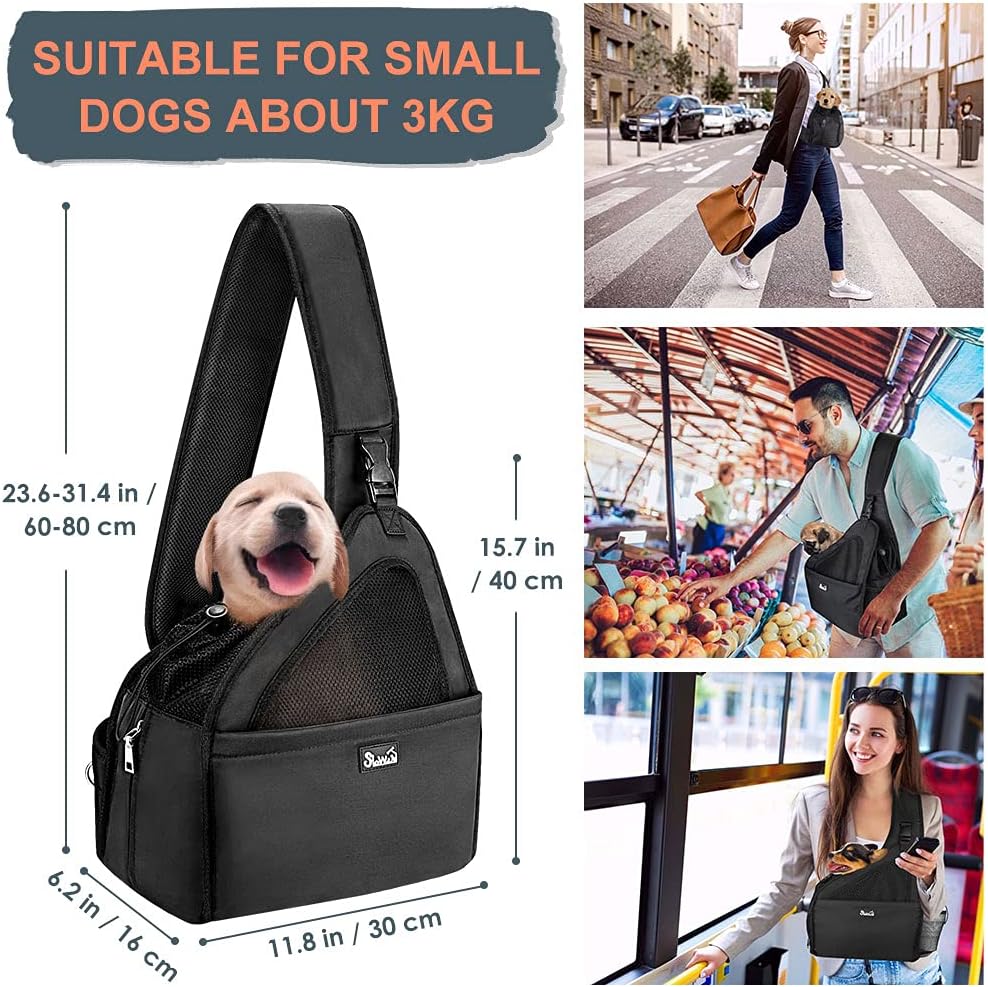 Pet Dog Sling Carrier, Hands Free Papoose Small Animal Puppy Travel Bag Tote - Image 5