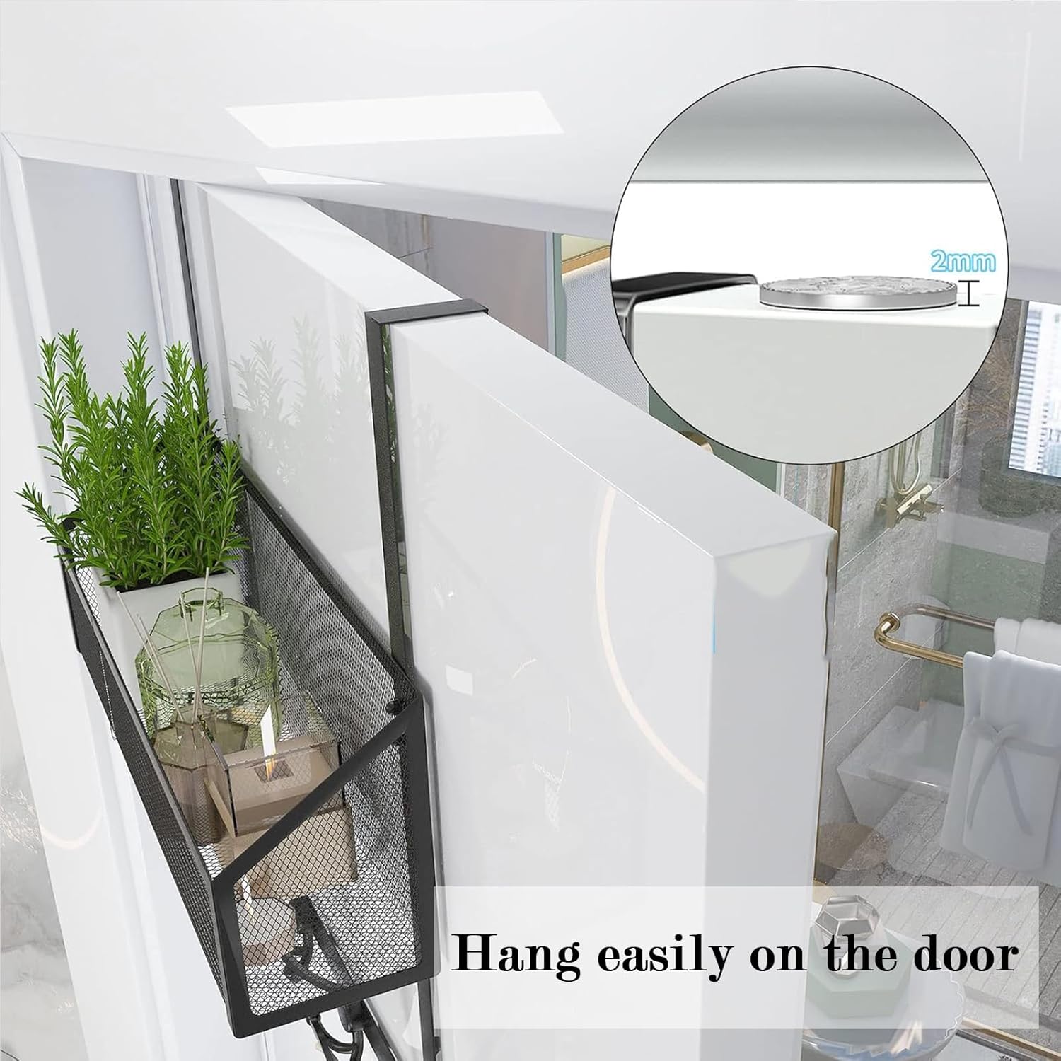 Door Hanger Hook,Door Hanger with Mesh Basket and 2 Over The Door - Image 5