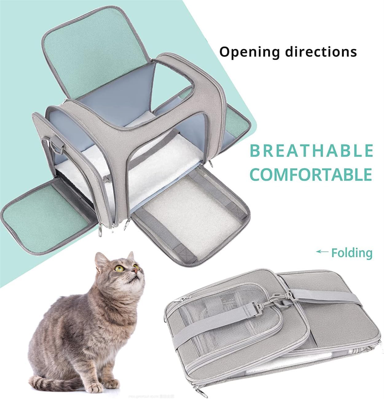 Cat Carrier Dog Carrier Pet Carrier Portable Dog/Cat Carrier Bag with Mesh - Image 8
