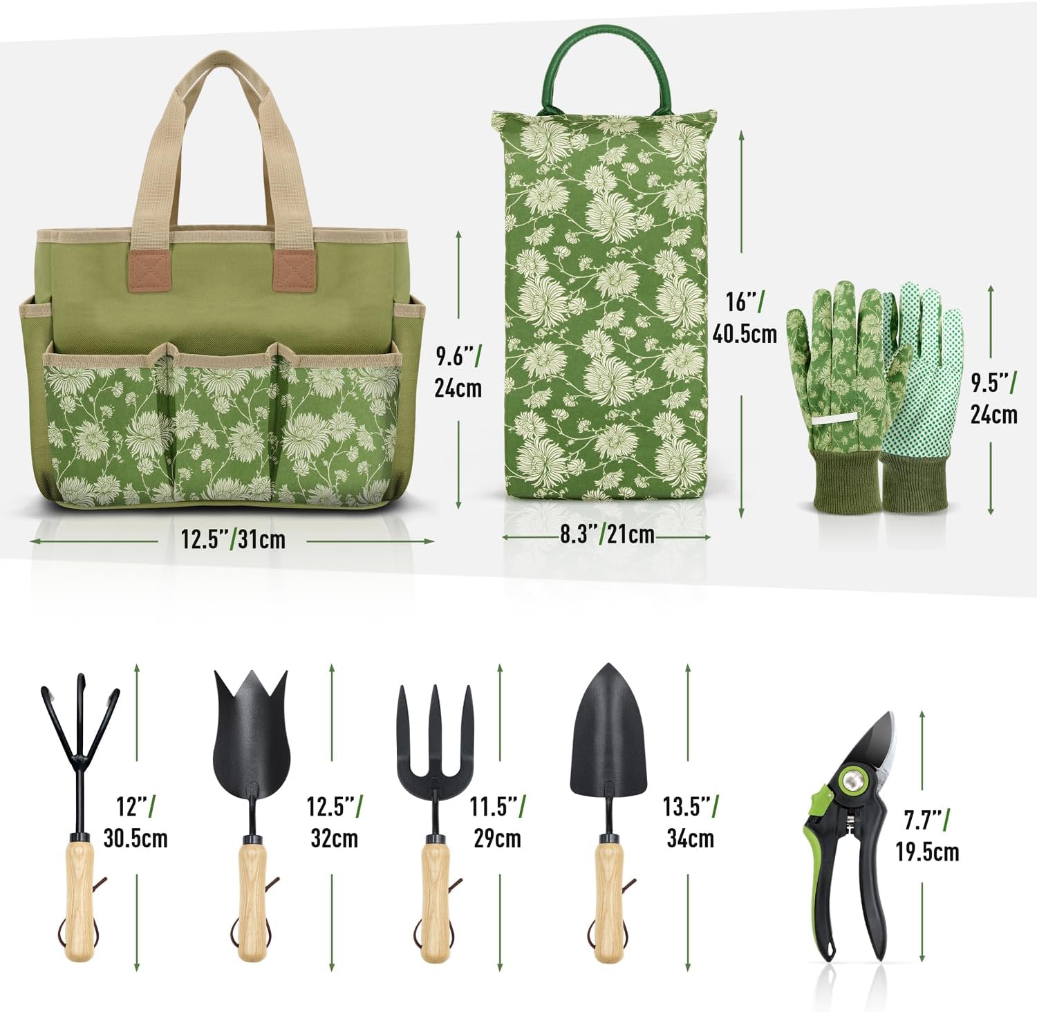 Garden Tools Set, 8 Piece, Heavy Duty Gardening Tools with Wooden Handle - Image 9