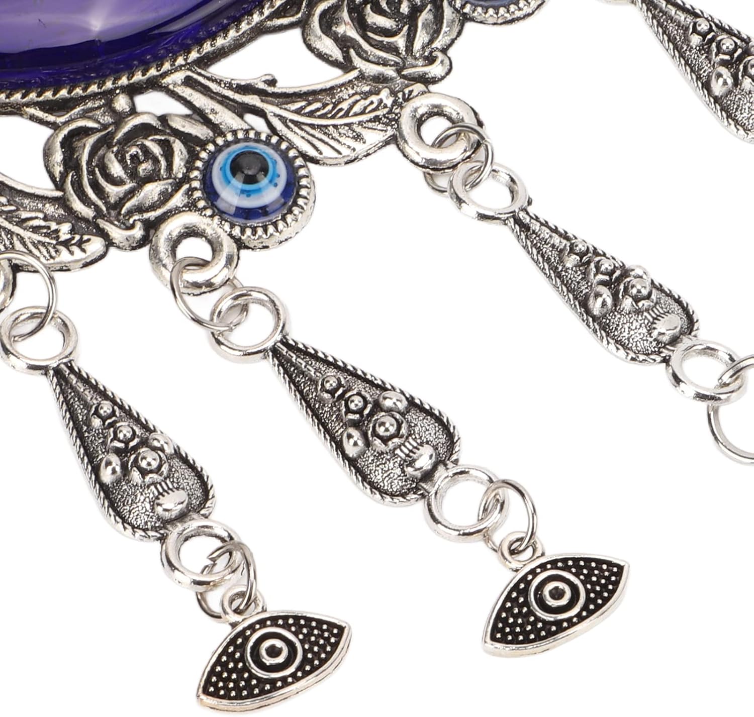 Turkish Glass Blue Evil Eye Wall Hanging Ornament, Hollow Flowers Wall Hanging - Image 9