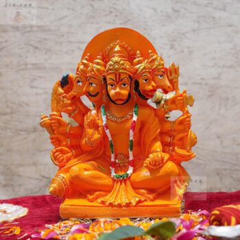 Lord Panchmukhi Hanuman ji Murti/Statue Orange Sankat Mochan Polyresin Idol