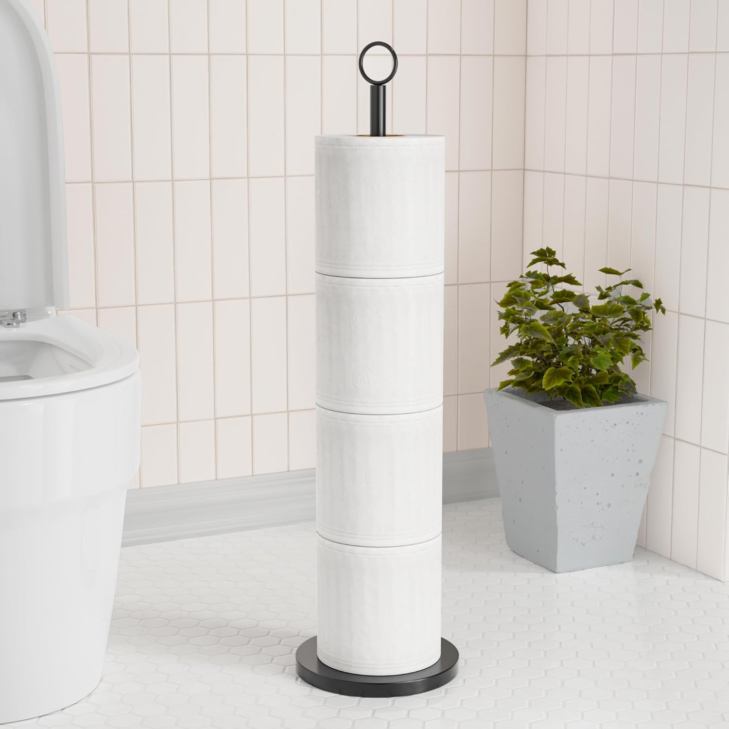 Toilet Paper Holder Stand(with Reserve Function), Free-Standing Toilet Paper - Image 6