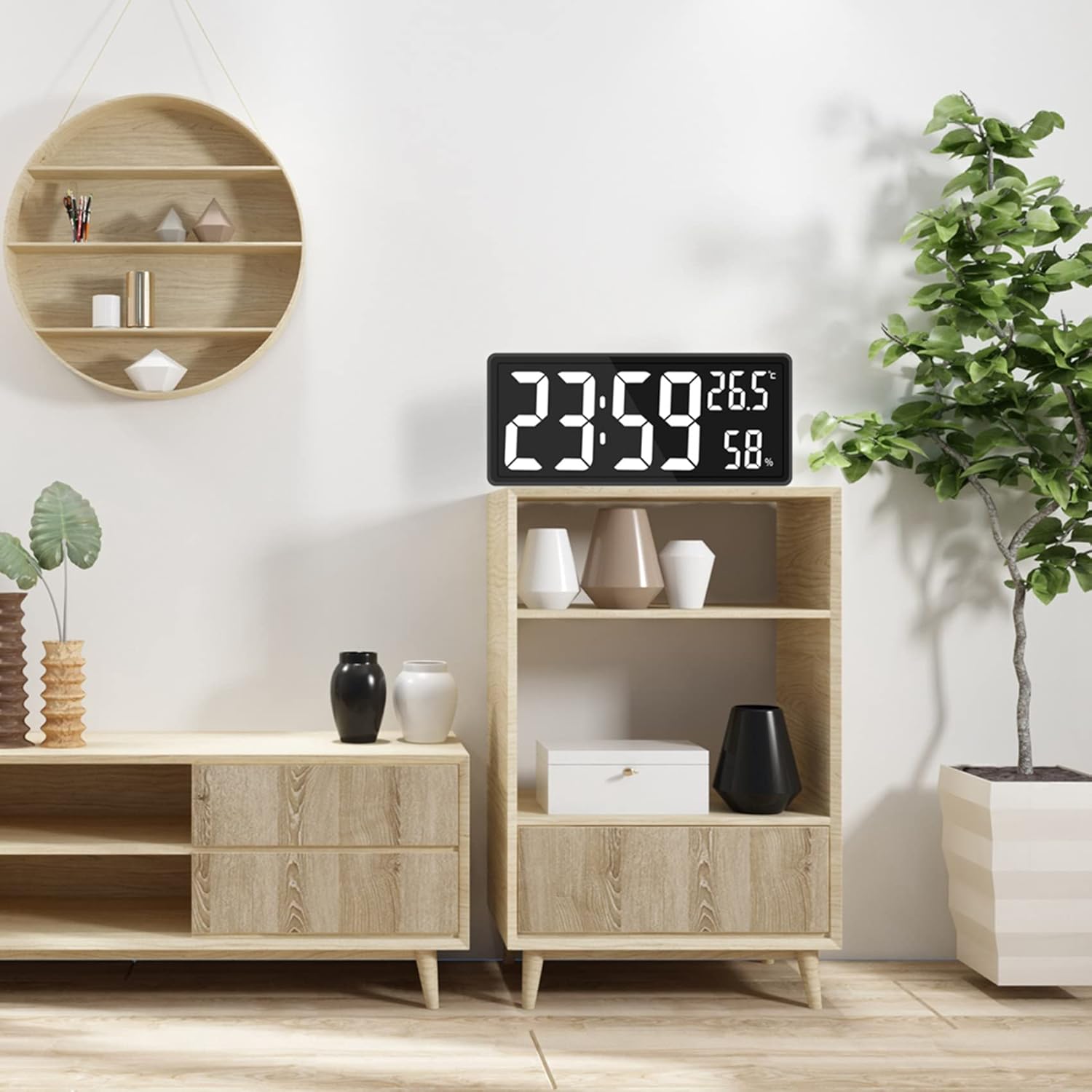 LED Digital Wall Clock, Digits Display,Silent Non-Ticking Clock Decorative Wall - Image 3