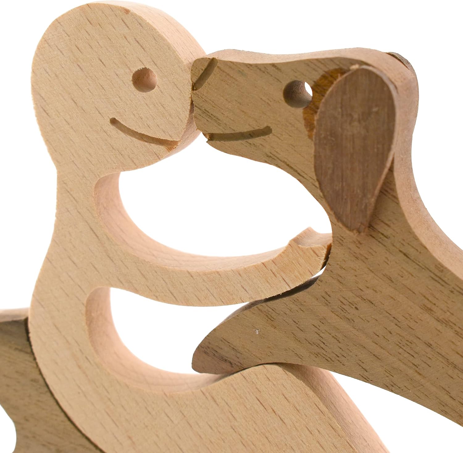 Wooden Dog Figurines Hand Carved Wood Dog Human Sculpture Statue Handmade - Image 3