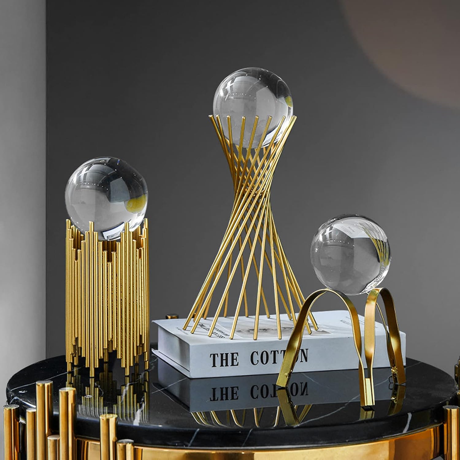 Modern Abstract Art Crystal Ball with Gold Iron Stand Decorative Ornaments - Image 6