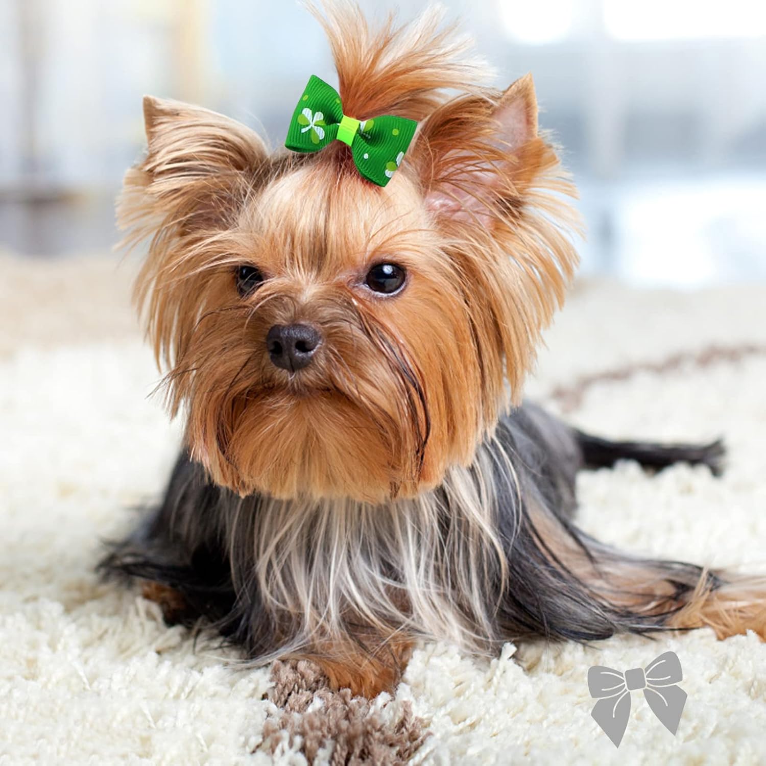 40 Pcs Dog Bows, Cute Puppy Hair Bows with Rubber Bands, Multi-Colored Handmade - Image 7