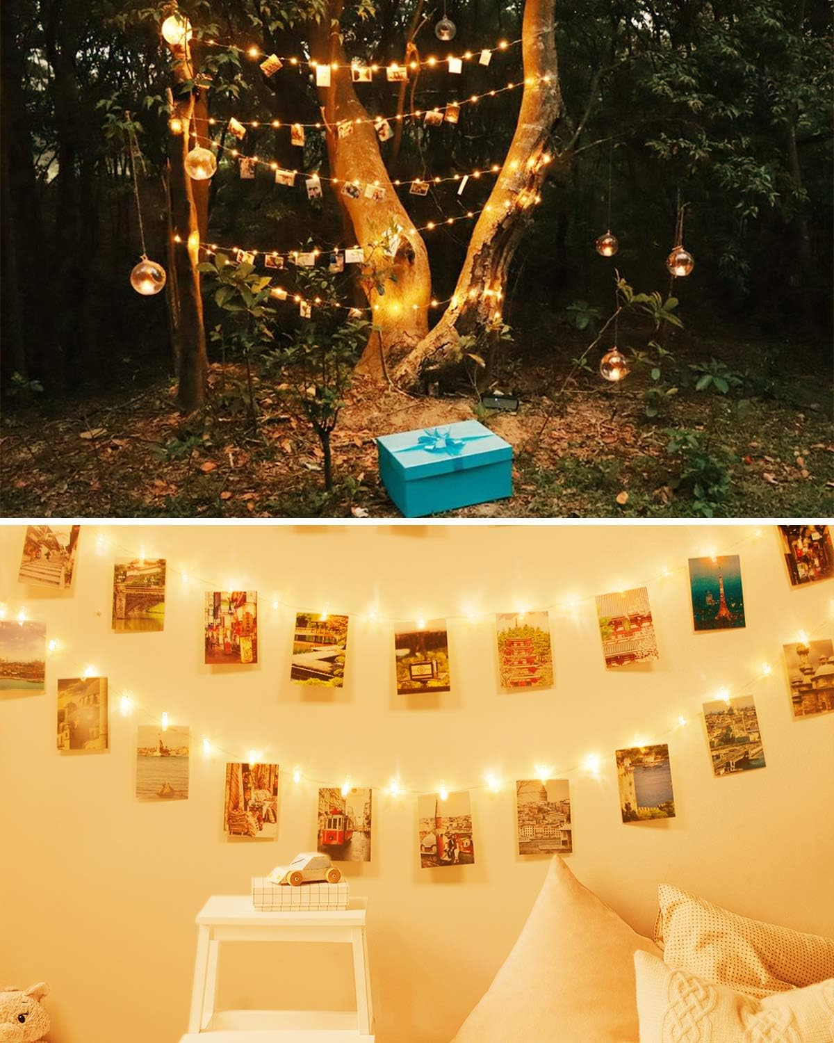 100LED Photo Clip String Lights, 10M Photo Peg Fairy Lights with 60 Clips Indoor - Image 3