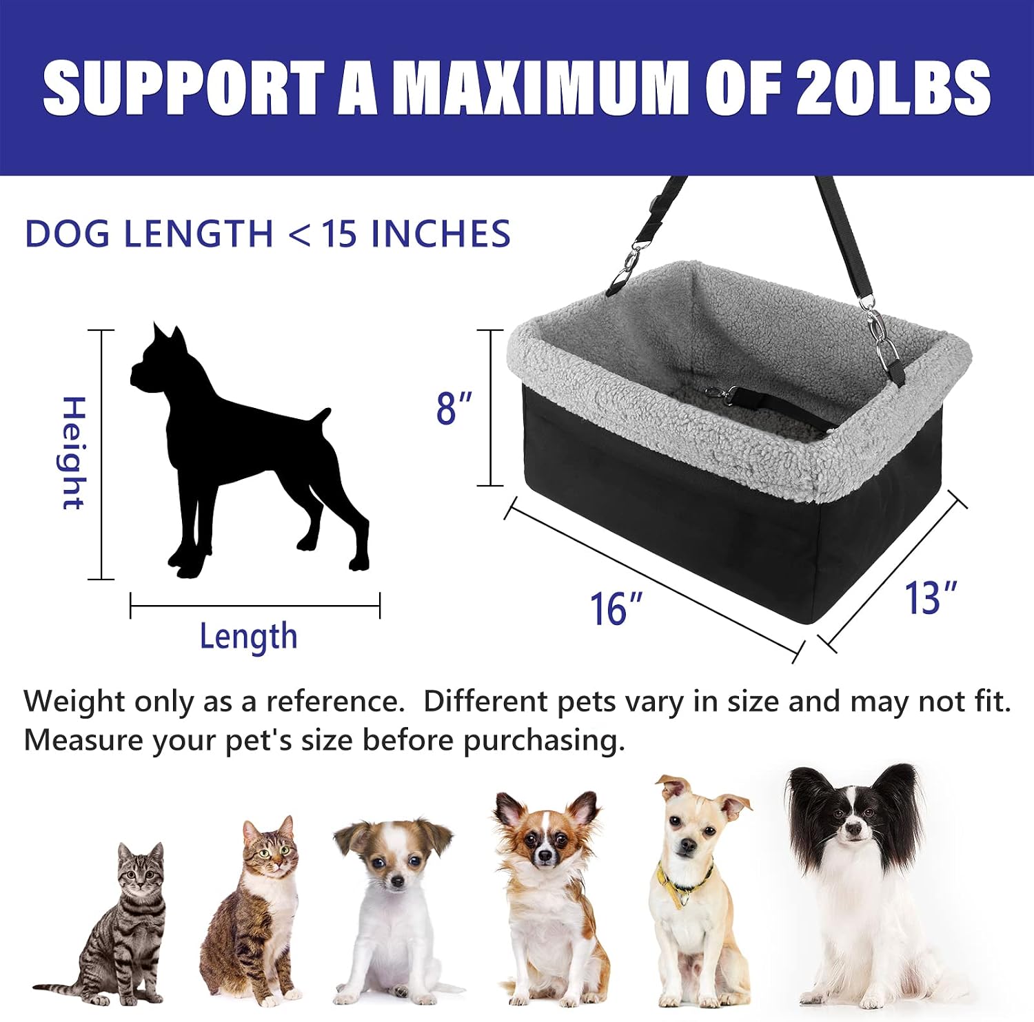 Deluxe Dog Car Seat Fits s up to 20lbs, Dog Booster Seat, Padded Cushioning - Image 6