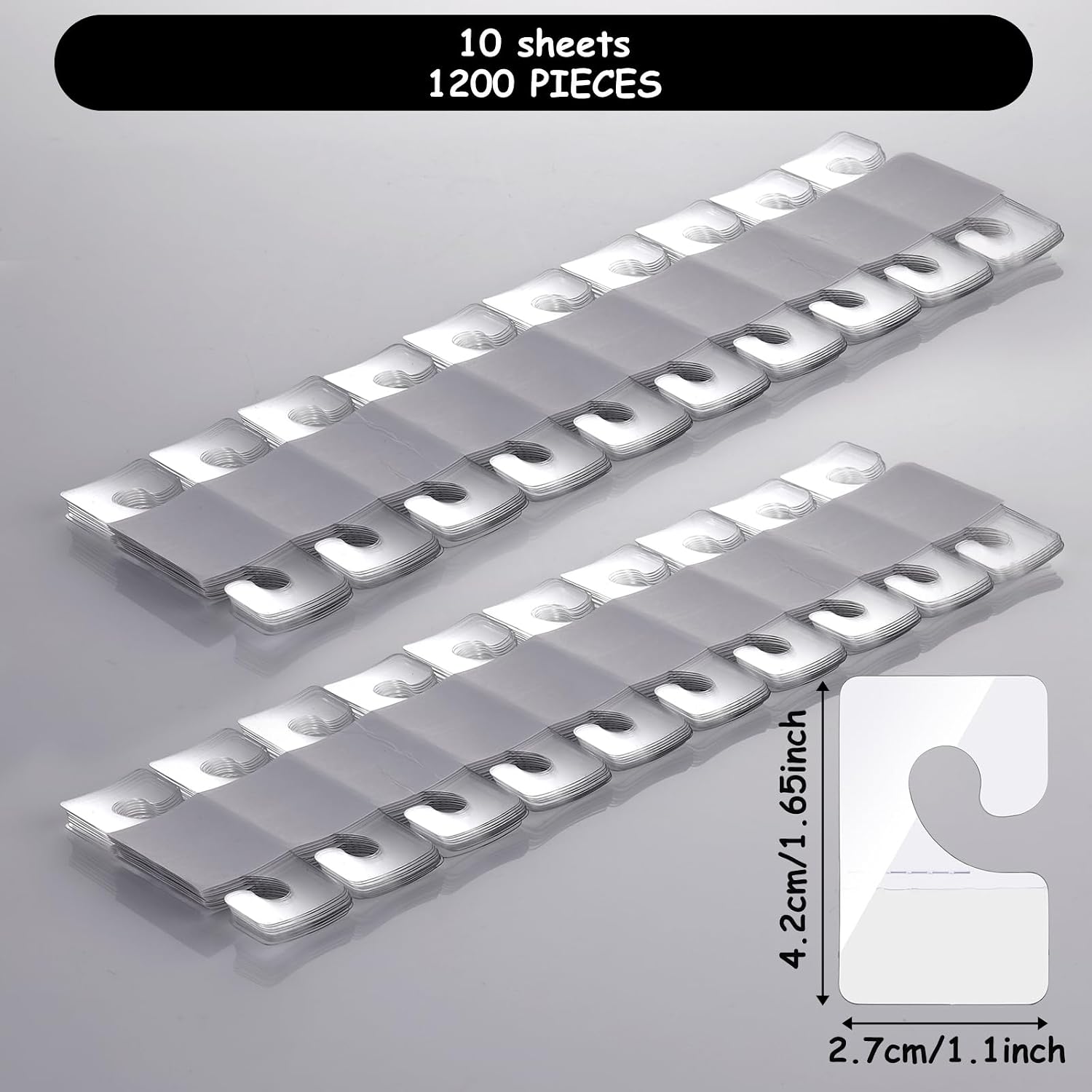 200 PCS Clear High-Adhesive Hang Tabs Hooks, Portable Mini Sticky Hanger Tabs - Image 2