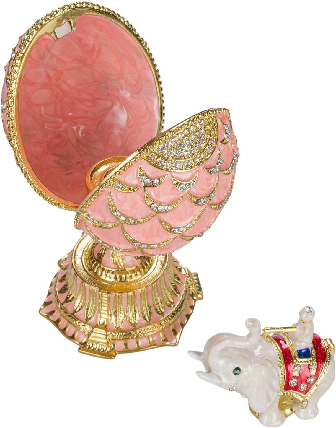 Faberge Style Pinecone Egg with Elephant 12 cm Pink - Image 3