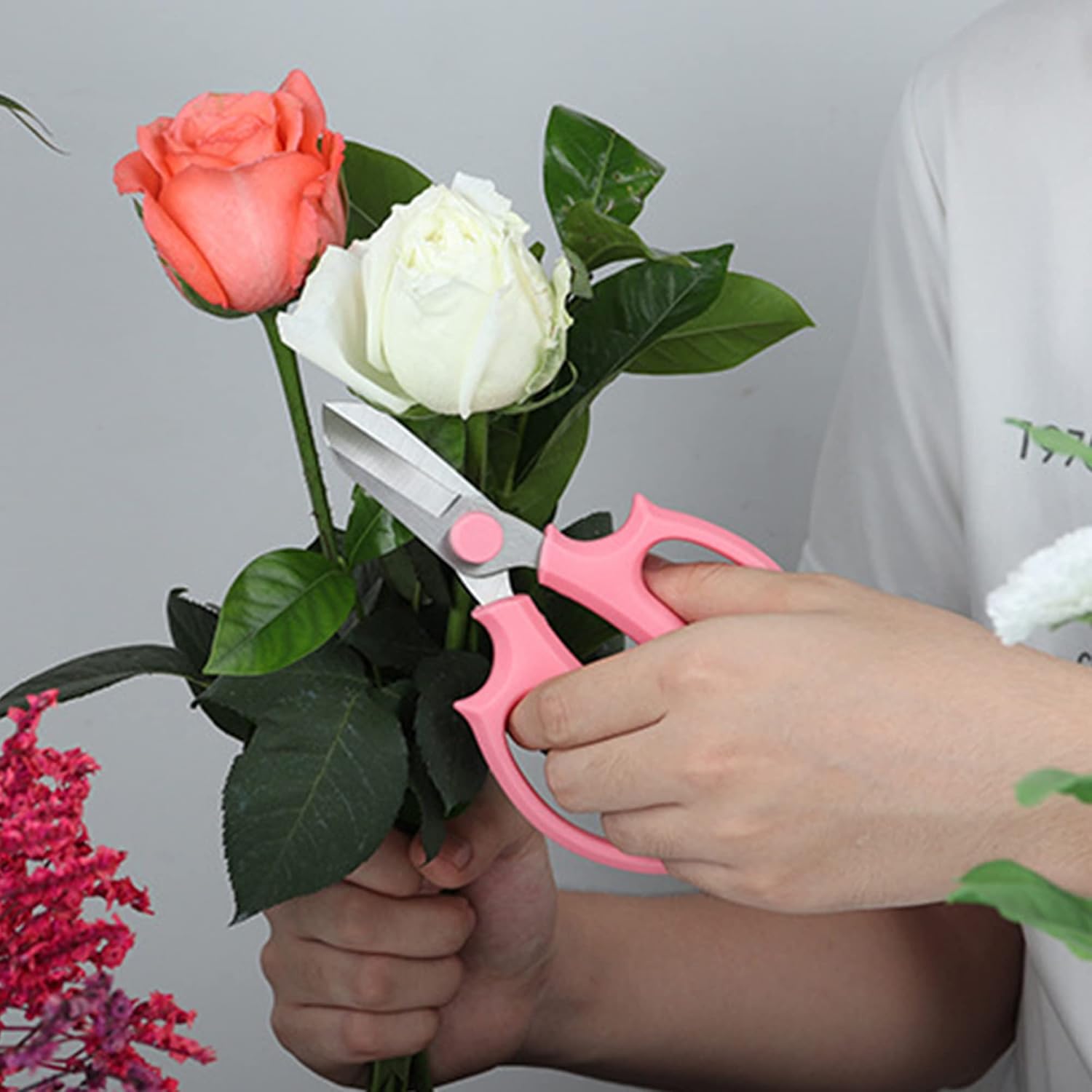 Garden Scissors, 2Pcs Pink Floral Shears, Flower Scissors with 2 Different - Image 7