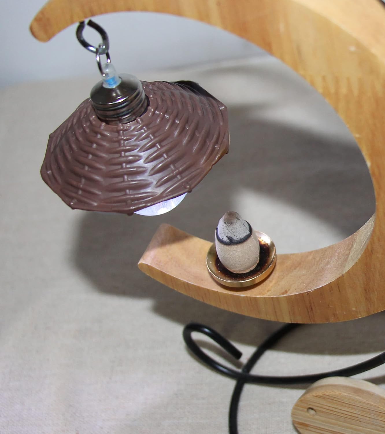 Solid Wood Moon Shape Hanging Backflow Incense Burner Waterfall Incense Holder - Image 5
