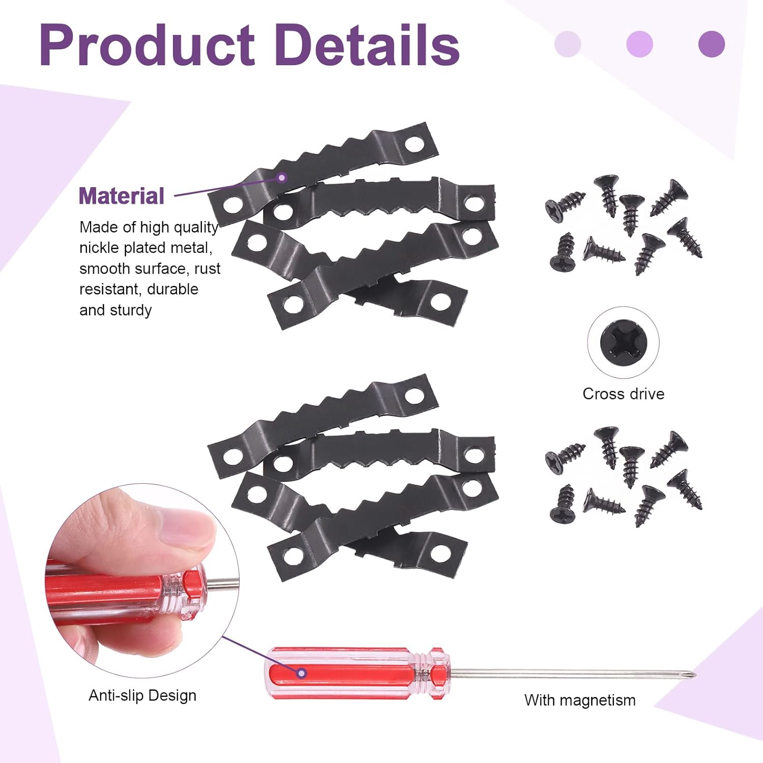 600Pcs Sawtooth Picture Frame Hanging Hangers Double Hole with Screws - Image 3