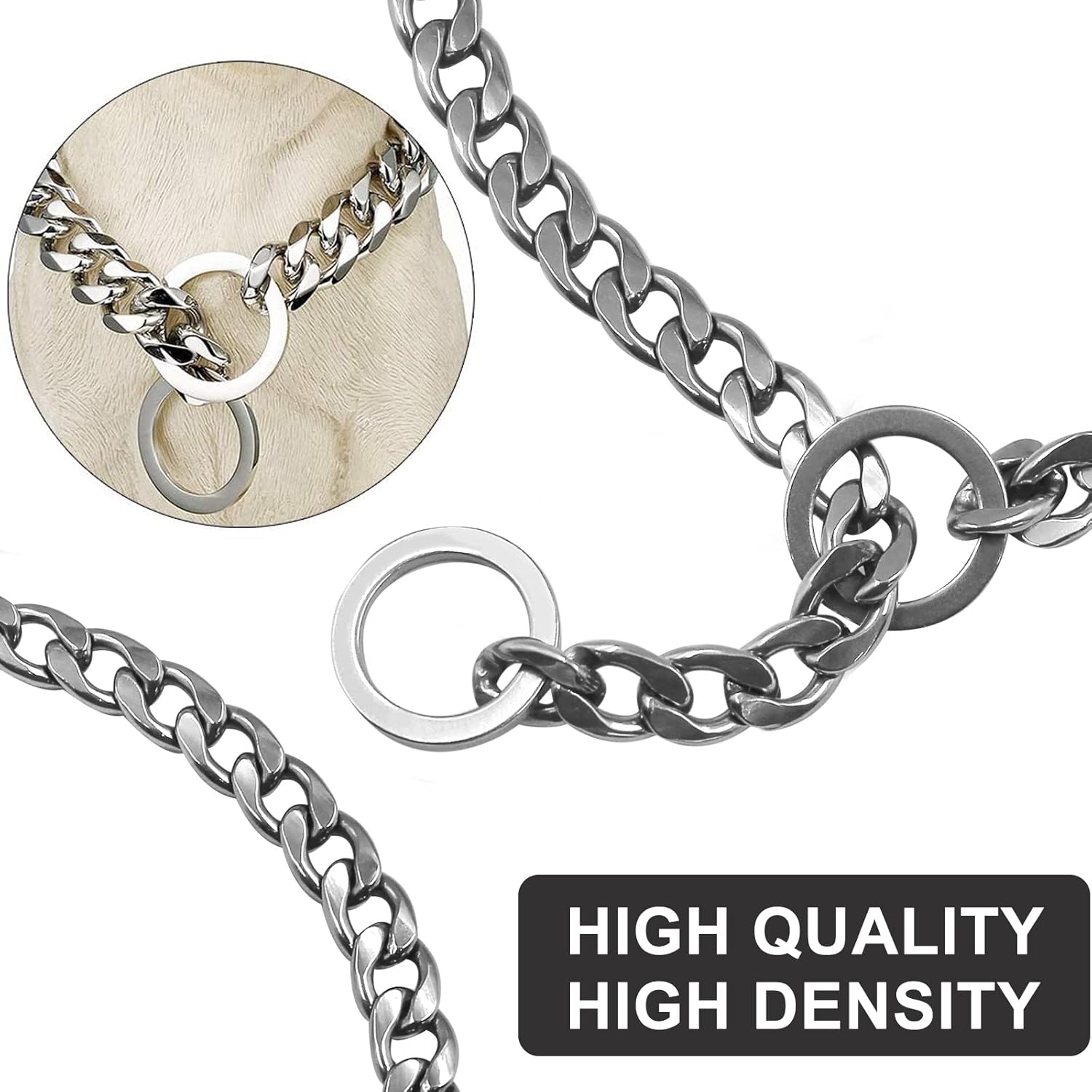 Chain Dog Training Choke Collar, Adjustable Stainless Steel Chain Slip Collar - Image 3
