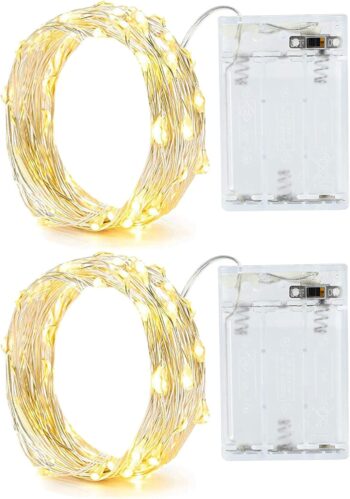 2PACK 2m Fairy Lights with Timer 20 LEDs Small Fairy Lights Battery Waterproof