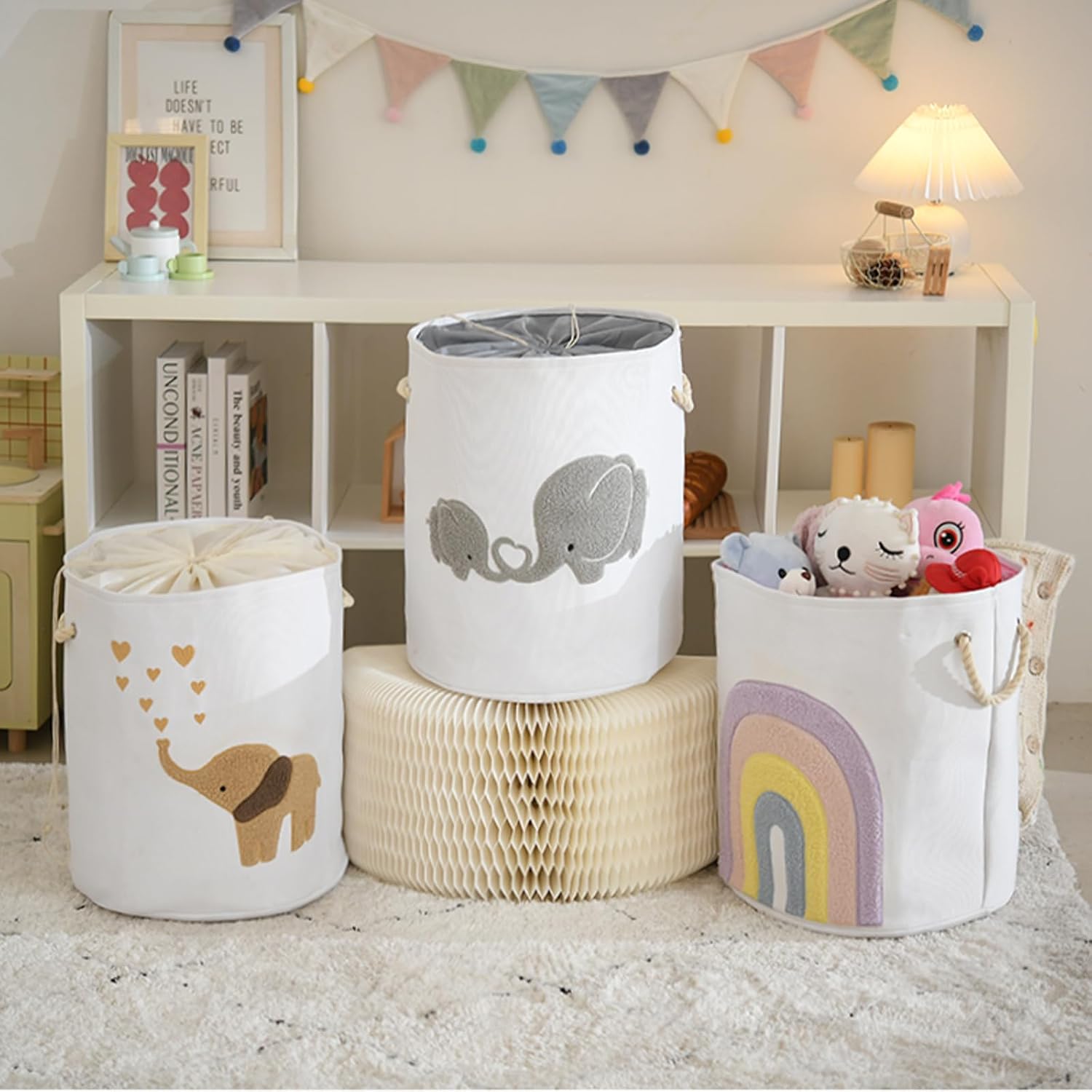 Baby Laundry Basket Laundry Hamper, Canvas 58L XL Baby Clothes Basket - Image 8