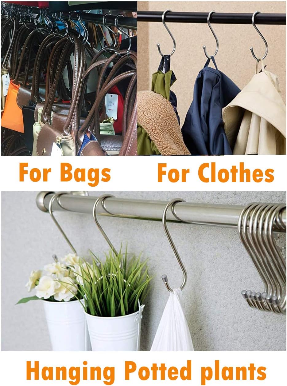Stainless Steel S Shaped Hooks Hangers, Heavy Duty S Hooks, 20PCS Multipurpose - Image 6