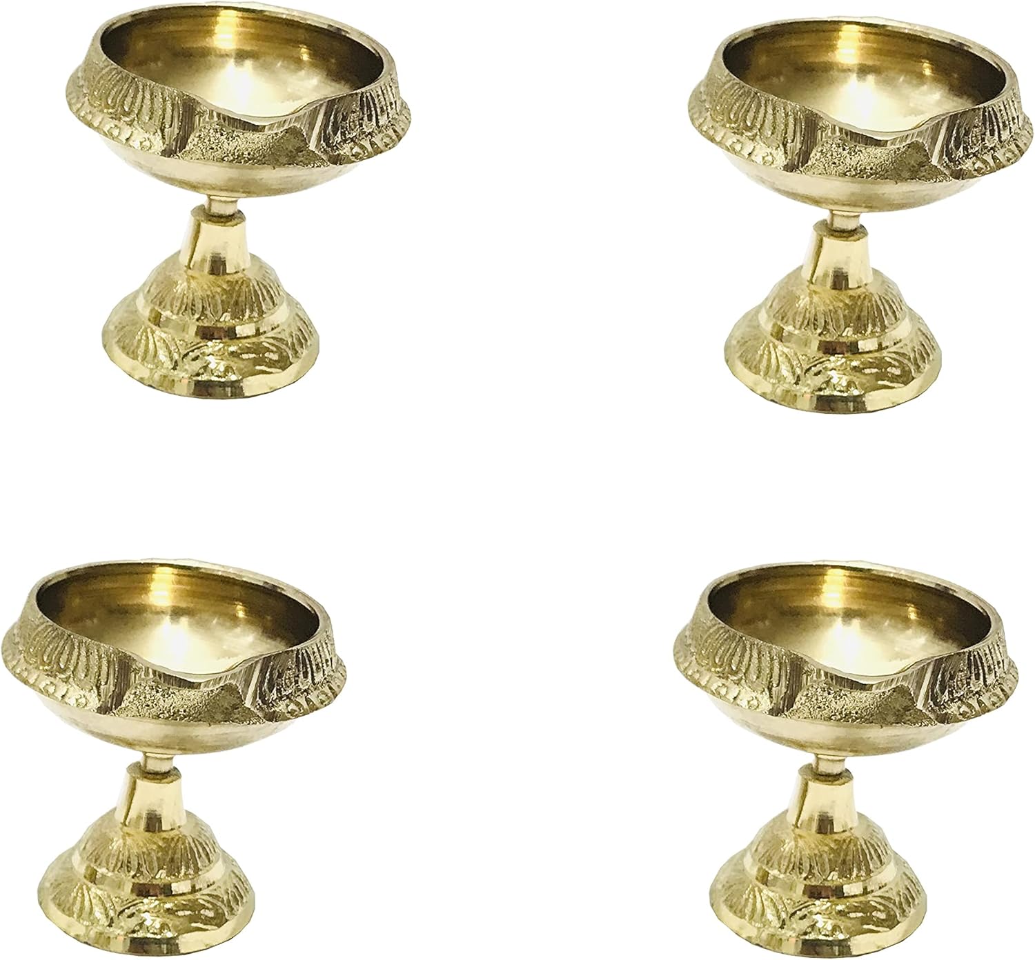 Kuber Brass Diya Golden Diya Pooja Dia with Stand Base Brass Diwali Puja Diwali