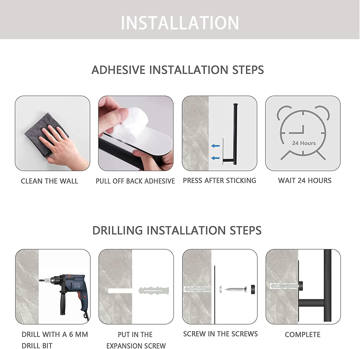 Black Paper Towel Holder, Adhesive Paper Towel Holder, Under Kitchen Cabinet - Image 7