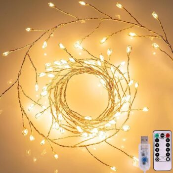 Firecracker Lights with Remote Control,19.7ft 200LED Fairy Lights, USB Powered